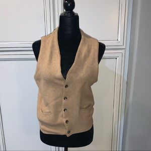 Puritan Vtg Tan Lambswool Grandpa Sweater Vest Med